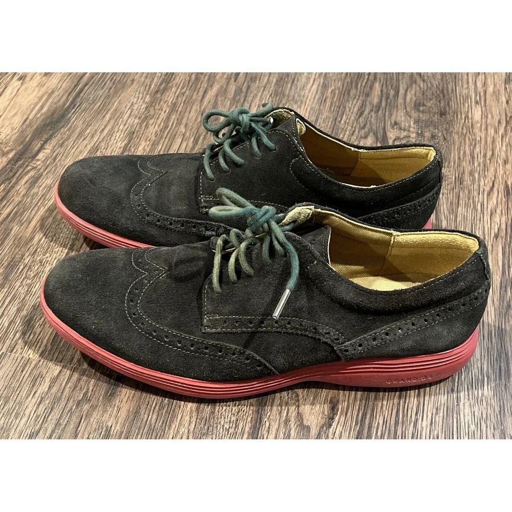 Cole Haan Grand OS Grand Tour Wingtip Suede Shoes Mens Size 9.5M C23820F Brown
